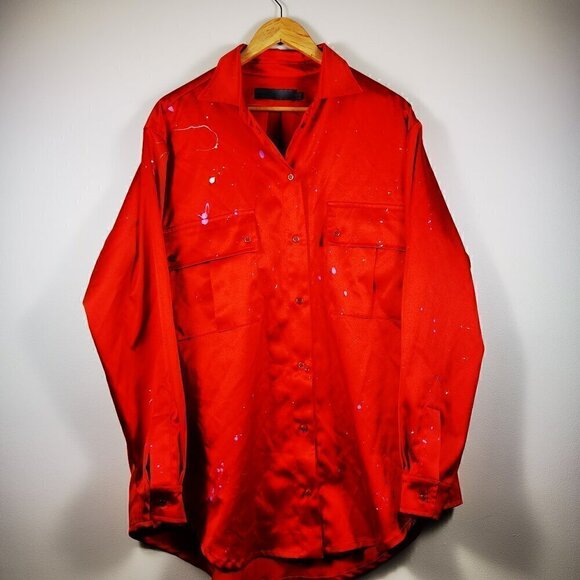 mashat Other - Mashat red splash dress shirt men size L